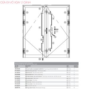 Cửa sổ cửa nhôm mở xoay Hafele 2 cánh