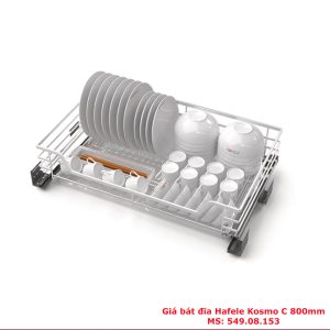 Giá bát đĩa hafele inox kèm khay thìa dĩa 800mm 549.08.153